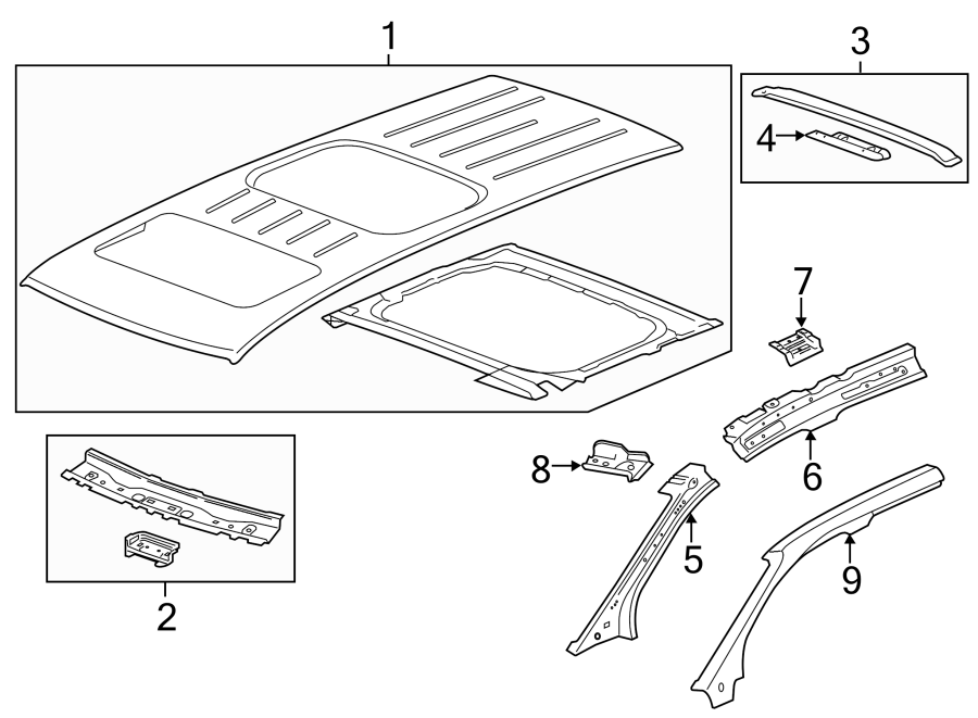 23243004 - GMC Roof Panel (Right, Front). W/SUNROOF, 2011-17, 2nd